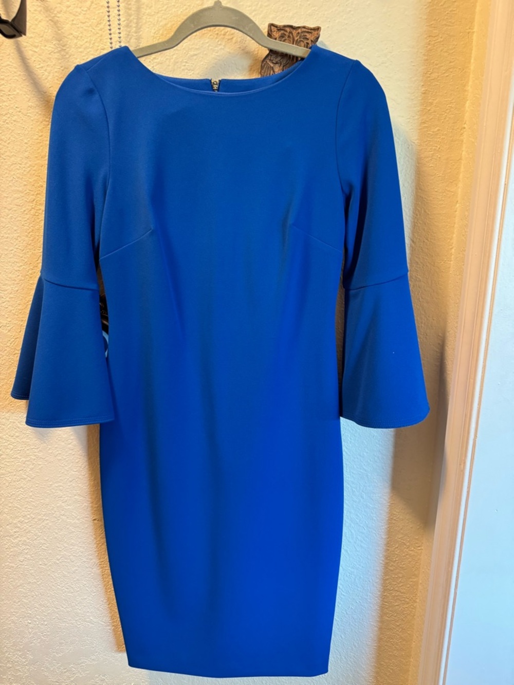Calvin Klein Royal Blue Midi Dress with Bell Sleeves